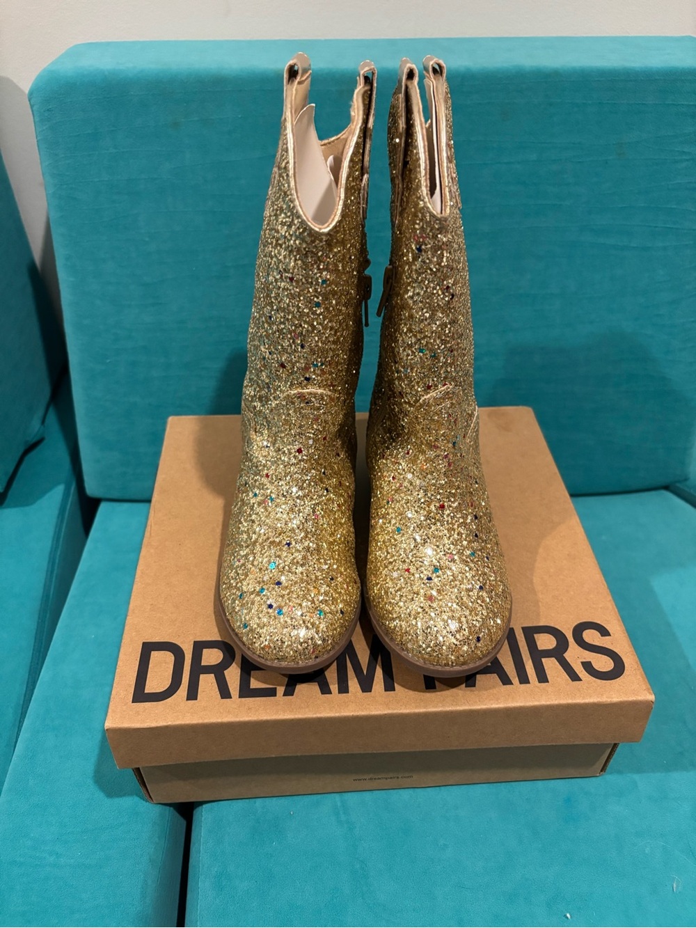 Gold Glitter Girl’s CowGirl Boots - Sparkle Finish